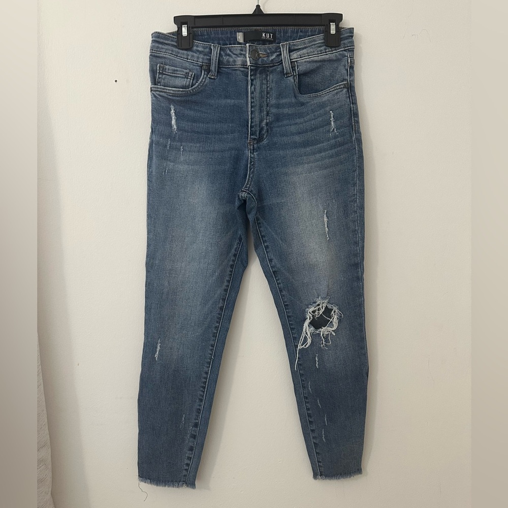 Kut from the Kloth Ripped Ankle Jeans - Blue